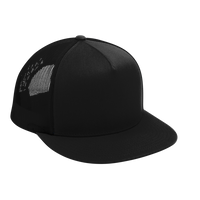 Sport Tek YP Classics ® 5 Panel Classic Trucker Mesh Back Cap, Black / Black / Black, Right Side view