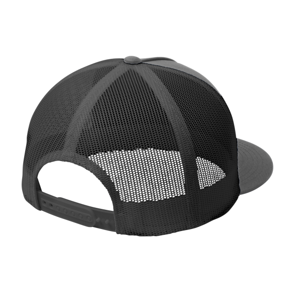 Sport Tek YP Classics ® 5 Panel Classic Trucker Mesh Back Cap, Graphite / Graphite / Graphite, Back view