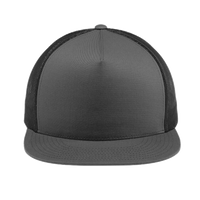Sport Tek YP Classics ® 5 Panel Classic Trucker Mesh Back Cap, Graphite / Graphite / Graphite, Front view