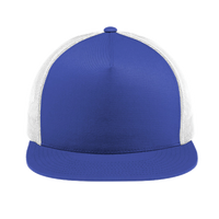 Sport Tek YP Classics ® 5 Panel Classic Trucker Mesh Back Cap, True Royal / White / White, Front view