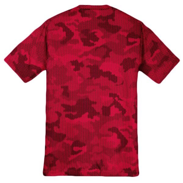 Sport Tek Youth CamoHex Tee, Deep Red, Back view