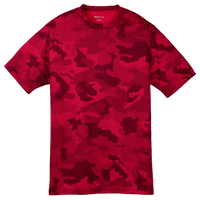 Sport Tek Youth CamoHex Tee, Deep Red, Front view