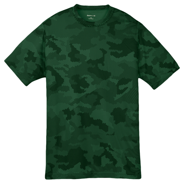 Sport Tek Youth CamoHex Tee, Forest Green, Front view