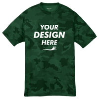 Sport Tek Youth CamoHex Tee, Forest Green, Front view, Mockup