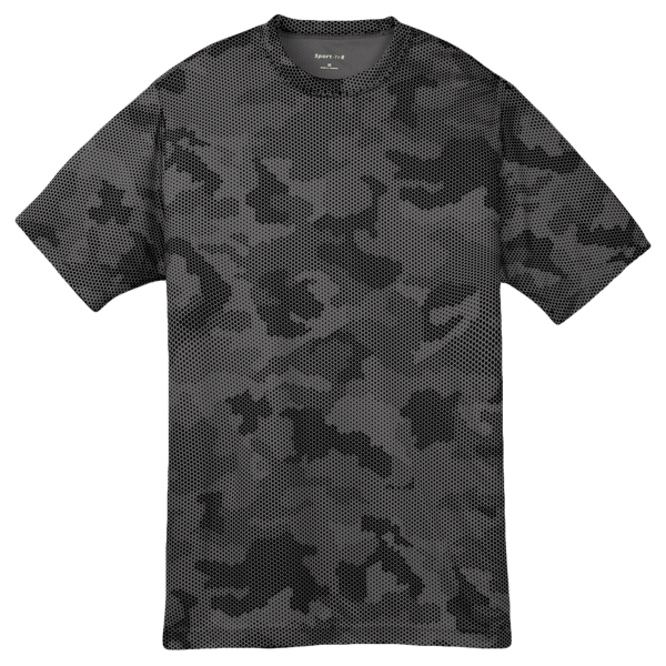 Sport Tek Youth CamoHex Tee, Iron Grey, Front view
