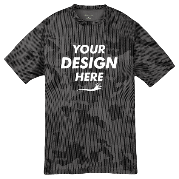 Sport Tek Youth CamoHex Tee, Iron Grey, Front view, Mockup