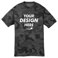 Sport Tek Youth CamoHex Tee, Iron Grey, Front view, Mockup