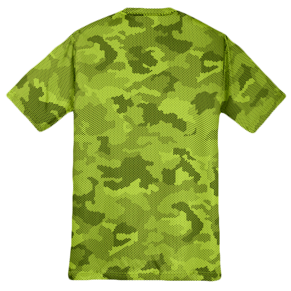 Sport Tek Youth CamoHex Tee, Lime Shock, Back view