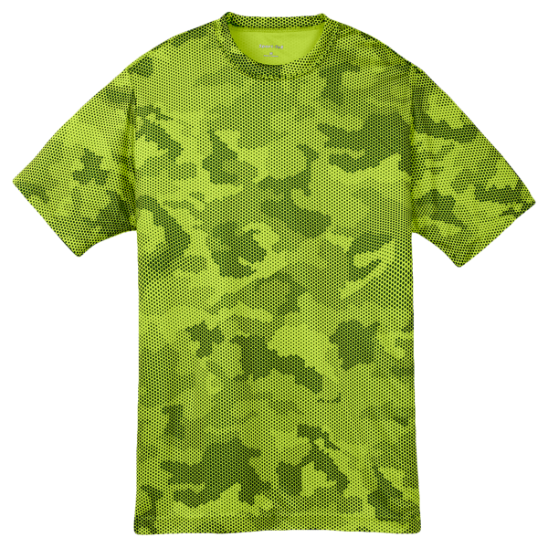 Sport Tek Youth CamoHex Tee, Lime Shock, Front view