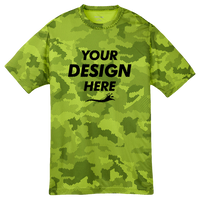 Sport Tek Youth CamoHex Tee, Lime Shock, Front view, Mockup