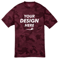 Sport Tek Youth CamoHex Tee, Maroon, Front view, Mockup