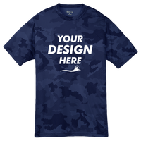 Sport Tek Youth CamoHex Tee, True Navy, Front view, Mockup
