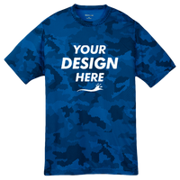 Sport Tek Youth CamoHex Tee, True Royal, Front view, Mockup