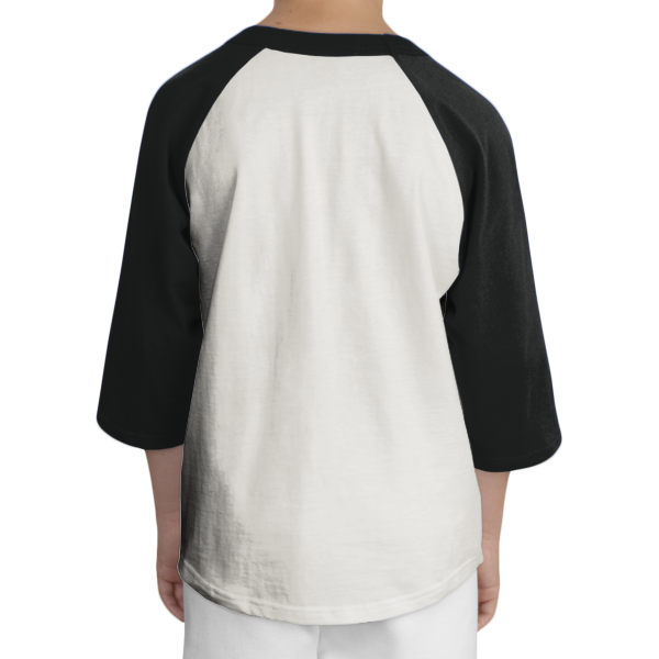 Sport Tek Youth Colorblock Raglan Jersey, Heather Grey / Black, Back view