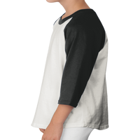 Sport Tek Youth Colorblock Raglan Jersey, Heather Grey / Black, Left Sleeve view