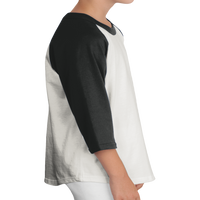 Sport Tek Youth Colorblock Raglan Jersey, Heather Grey / Black, Right Sleeve view