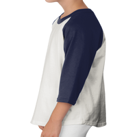 Sport Tek Youth Colorblock Raglan Jersey, Heather Grey / Navy, Left Sleeve view