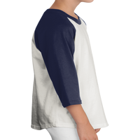 Sport Tek Youth Colorblock Raglan Jersey, Heather Grey / Navy, Right Sleeve view