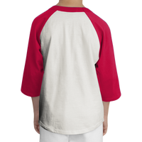 Sport Tek Youth Colorblock Raglan Jersey, Heather Grey / Red, Back view