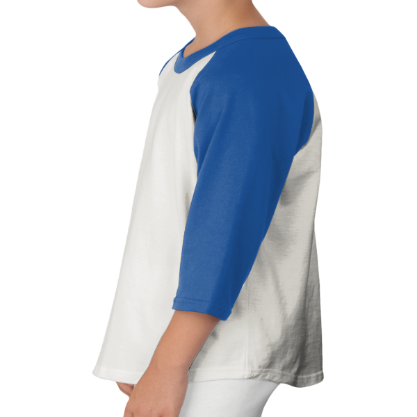 Sport Tek Youth Colorblock Raglan Jersey, Heather Grey / Royal, Left Sleeve view