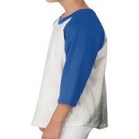 Sport Tek Youth Colorblock Raglan Jersey, Heather Grey / Royal, Left Sleeve view