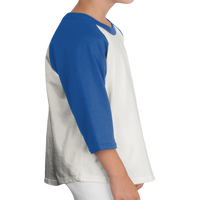 Sport Tek Youth Colorblock Raglan Jersey, Heather Grey / Royal, Right Sleeve view