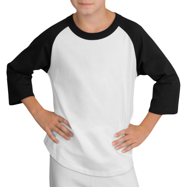 Sport Tek Youth Colorblock Raglan Jersey, White / Black, Front view