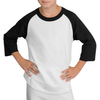Sport Tek Youth Colorblock Raglan Jersey, White / Black, Front view
