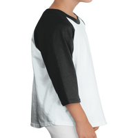 Sport Tek Youth Colorblock Raglan Jersey, White / Black, Right Sleeve view