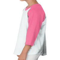Sport Tek Youth Colorblock Raglan Jersey, White / Bright Pink, Left Sleeve view