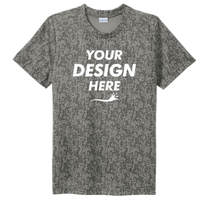 Sport Tek Youth Digi Camo Tee, Grey Concrete, Front view, Mockup