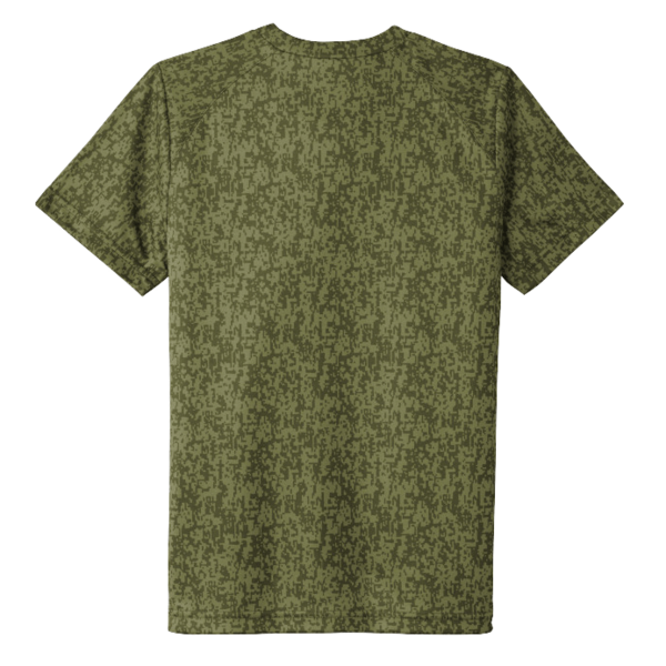 Sport Tek Youth Digi Camo Tee, Olive Drab Green, Back view