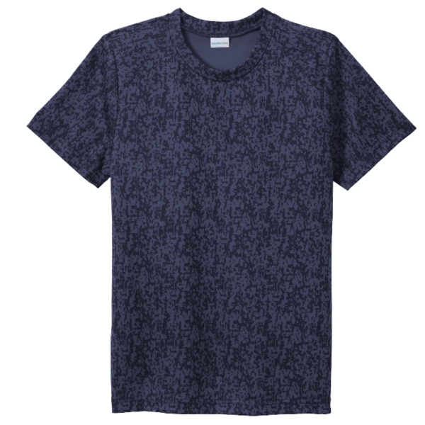 Sport Tek Youth Digi Camo Tee, True Navy, Front view