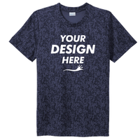 Sport Tek Youth Digi Camo Tee, True Navy, Front view, Mockup