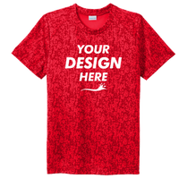 Sport Tek Youth Digi Camo Tee, True Red, Front view, Mockup