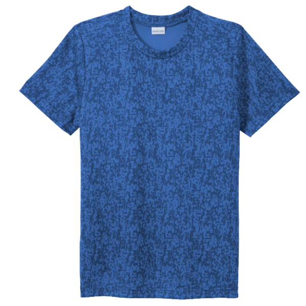 Sport Tek Youth Digi Camo Tee, True Royal, Front view
