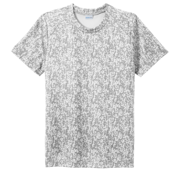 Sport Tek Youth Digi Camo Tee, White, Front view