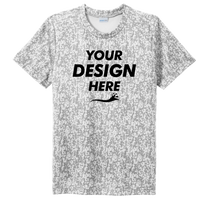 Sport Tek Youth Digi Camo Tee, White, Front view, Mockup