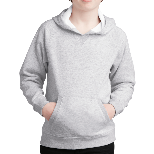 Sport Tek Youth Drive Fleece Pullover Hoodie, Athletic Heather, Front view