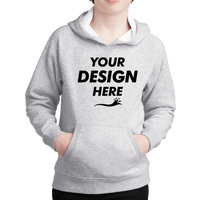 Sport Tek Youth Drive Fleece Pullover Hoodie, Athletic Heather, Front view, Mockup