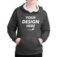 Sport Tek Youth Drive Fleece Pullover Hoodie, Graphite Heather, Front view, Mockup