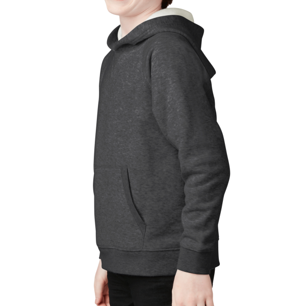 Sport Tek Youth Drive Fleece Pullover Hoodie, Graphite Heather, Left Sleeve view