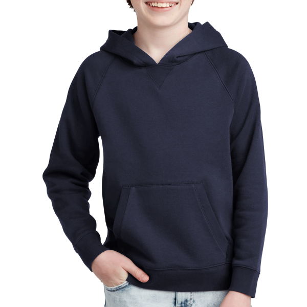 Sport Tek Youth Drive Fleece Pullover Hoodie, True Navy, Front view