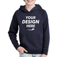 Sport Tek Youth Drive Fleece Pullover Hoodie, True Navy, Front view, Mockup