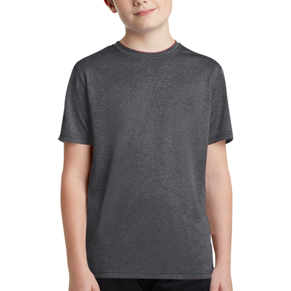 Sport Tek Youth Heather Contender Tee, Graphite Heather, Front view