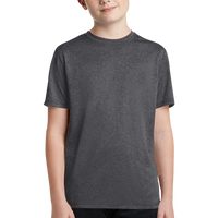 Sport Tek Youth Heather Contender Tee, Graphite Heather, Front view