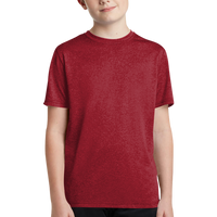 Sport Tek Youth Heather Contender Tee, Scarlet Heather, Front view