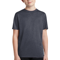Sport Tek Youth Heather Contender Tee, True Navy Heather, Front view