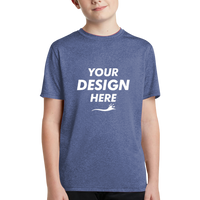Sport Tek Youth Heather Contender Tee, True Royal Heather, Front view, Mockup