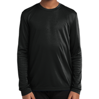 Sport Tek Youth Long Sleeve PosiCharge ® Competitor Tee, Black, Front view